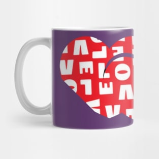 Red background white love text pattern Mug